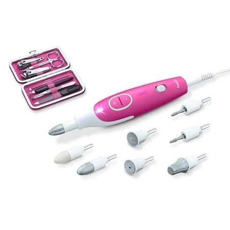 Beurer MP44 Manicure & Pedicure Nail Drill Set | electric nail set | incl travel case and manual mani/pedi set | 2-in-1 Manicure Set | for fingernails and toenails | at home or on the go