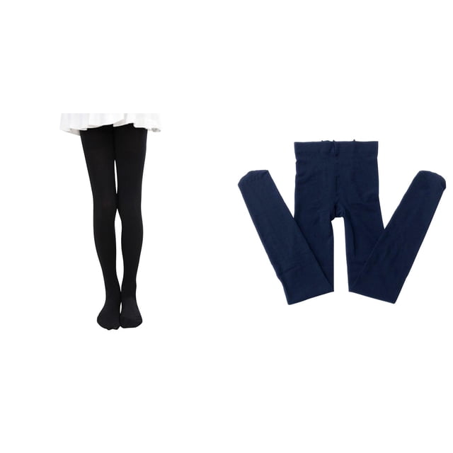 2 Pack(Black 1PCS & Navy 1PCS) Multipack Leggings Pantihose Stretchy Basic Full Length Ballet Dance Pants Pantyhose for Spring Summer Stocking
