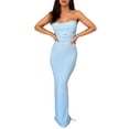 thumbnail image 2 of TRKIYQC, vestido largo de fiesta de noche para mujer, vestido ajustado sin mangas de corte bajo de Color sólido con tirantes finos, vestido ceñido al cuerpo sin espalda TRKIYQC  moda, 2 of 5