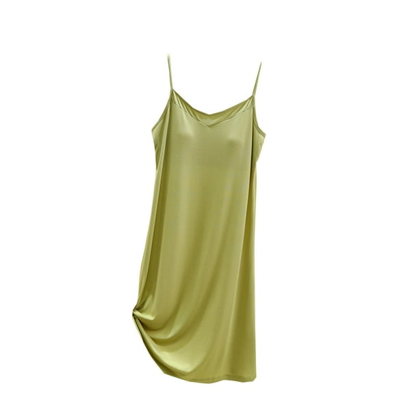 Jgppe Women's Spaghetti Strap Nightgown Comfy Ice Silk Sleeveless Under Dress Sleepwear for Ladies