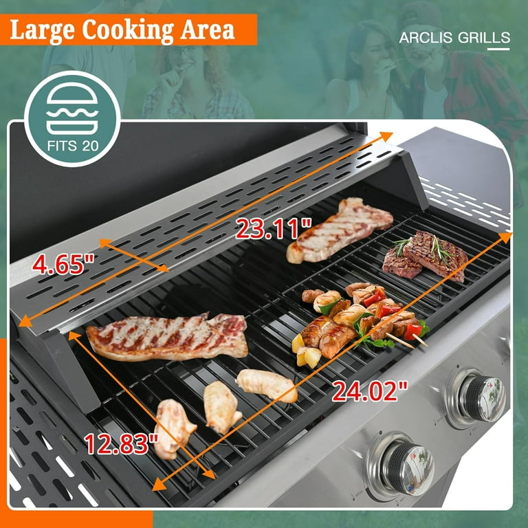 HighSound Outdoor BBQ, 4-Burner Propane Grill, 34200 BTU