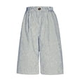 thumbnail image 5 of Womens Bermuda Shorts Knee Length Wide Leg Linen Long Shorts with Pockets Summer Casual Elastic High Waist Short Pants Blue 2XL, 5 of 5