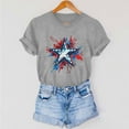 thumbnail image 6 of Short Sleeve Summer T-Shirts for Women Stars Hearts Printed Tops July 4th Outfits Casual Crew Neck Base Tees (3XL, Gray), 6 of 7