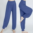 thumbnail image 3 of Harem Pants, Comdrip Womens Elastic Loose Casual Cotton Soft Yoga Sports Dance Harem Pants Boho Pants for Women Sky Blue L, 3 of 6