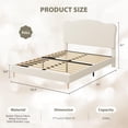 thumbnail image 2 of Historyli Cama individual tapizada con cabecero, listones de madera y soporte de metal, color beige, 2 of 9