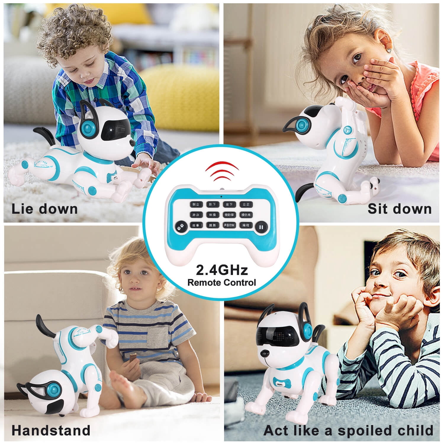 Jiakora Remote Control Robotic Dog - Electric Dog Pet Toy with Touch Function, Dancing, Singing, Rechargeable Smart Animal Toy with 2 Battery - Birthday Gift for Kids Ages 3+