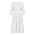 thumbnail image 4 of Guieoi Womens Dresses Summer 2026 Fall Round-Neck Maxi Dress White M, 4 of 7