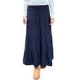 thumbnail image 2 of Yunliwuli Women Long Skirt, Elegant Low Waisted Skirt Pleated Solid Flowy Summer Skirt for Casual Daily, 2 of 9