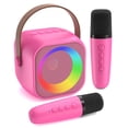thumbnail image 1 of Máquina de Karaoke Jeefu para Niños con 2 Micrófonos y Luces LED Rosa, 1 of 7