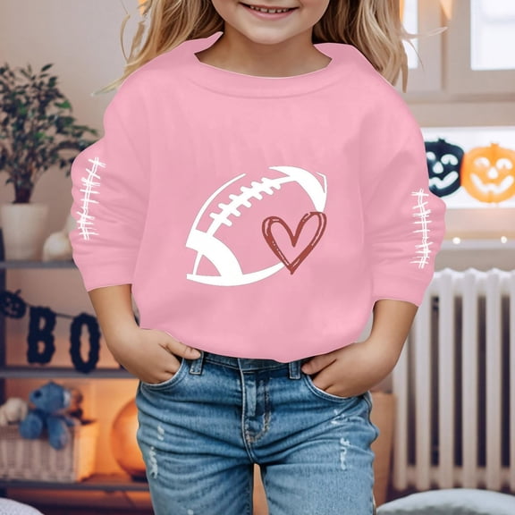 Symoid Sweatshirt for Girls Toddler,Holiday Sweat Shirt for Kids,Warm Pullover Football Crew Neck Child Clothing,Pink,Size 3 T