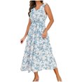 thumbnail image 2 of SMihono Robe Maxi Bohème d'Été pour Femmes Grande Taille Mode Décontractée Printemps et Été Imprimé Floral Sans Manches Col en V Robe de Plage, 2 of 8