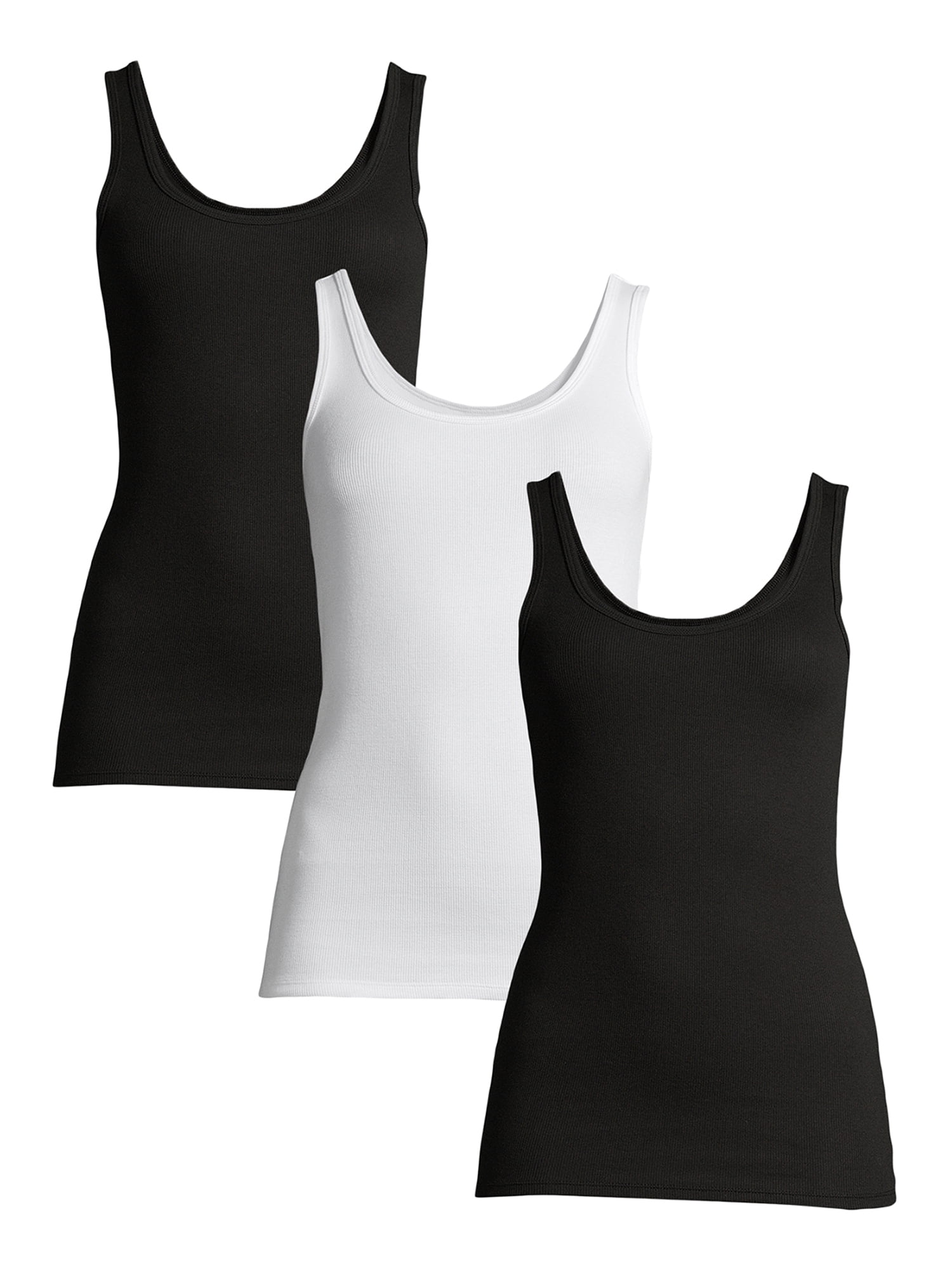 Time and Tru Women's Ribbed Tank Top, 3Pack
