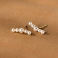 thumbnail image 3 of K-KED Gold plated Solid 925 Sterling Silver 5 Pearl Beads Stud Earrings Gift, 3 of 5
