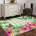 thumbnail image 4 of Summer Tropical Plant Washable Area Rugs 3'x5', Hibiscus Monstera Butterfly Plaid Low Pile Throw Living Room Rug Non-Slip Sturdy Edge Binding Carpet for Indoor Entryway Bedside Kitchen, 4 of 9