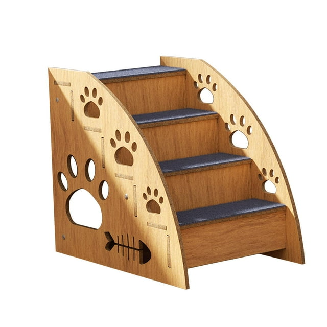pitrice Pet Stairs Multi Step Dog Stairs Ladder Cat Ramp Soft Climbing Toy Support For Indoor Cat Ladder Non Slip Sofa wood color 4 floors