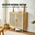thumbnail image 2 of KFFKFF Rattan Cabinet, Rattan Storage Cabinet with 2 Magnetic Doors and Adjustable Shelves, Sideboard Buffet Cabinet for Hallway, Entryway, Living Room, or Kitchen, Natural, 2 of 9