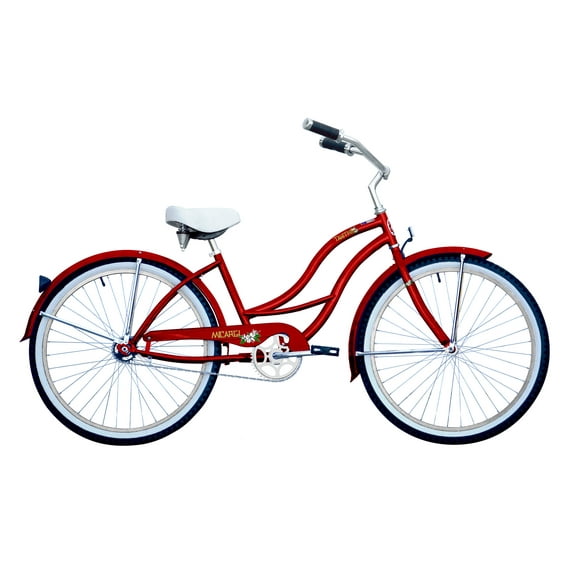 WonderWheels 26" Beach Cruiser Coaster Brake Stainless Steel Spokes One Piece Crank Alloy Orange Rims 36H W/ Fenders - Red