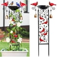 thumbnail image 6 of 1 Pack Outdoor Metal Tall Birdbath For Planter, Vintage Decorative Birdbath With Cardinal Statue, Garden Plant Stand, Antique Birdbath For Climbing Plants With Bell And Removable Iron Pots, 6 of 9
