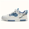 thumbnail image 1 of Men's Patchwork Design Skate Shoes With Good Grip, Breathable Lace-up Sneakers, 1 of 4