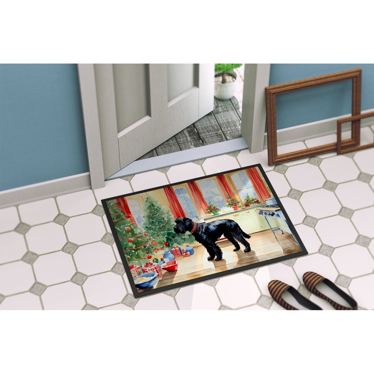 Carolines Treasures DAC3799MAT 18 x 27 in.  Giant Schnauzer Christmas Cookies Doormat