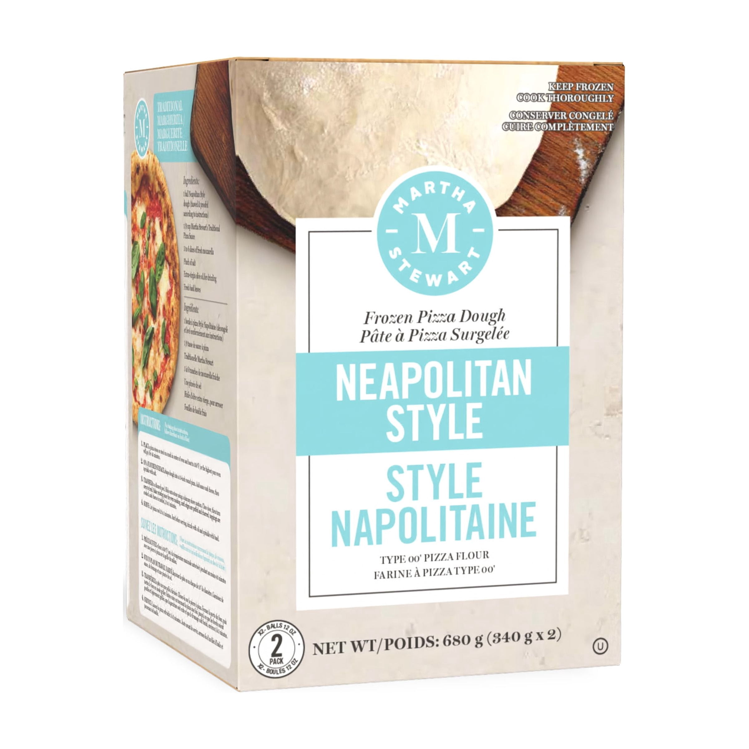 Boules de pâte à pizza de style napolitaine Martha Stewart, faites avec de la farine 00, paquet de 2, 680 g