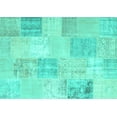 thumbnail image 1 of Ahgly Company Machine Washable Indoor Rectangle Patchwork Turquoise Blue Transitional Area Rugs, 2' x 3', 1 of 4