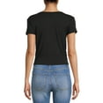 thumbnail image 3 of No Boundaries Juniors Double Ruched T-Shirt with Short Sleeves, 3 of 5