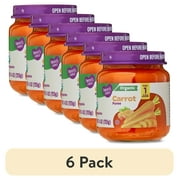 (6 pack) Parent's Choice Organic Stage 1 Baby Food Carrot Puree, 4 oz Jar