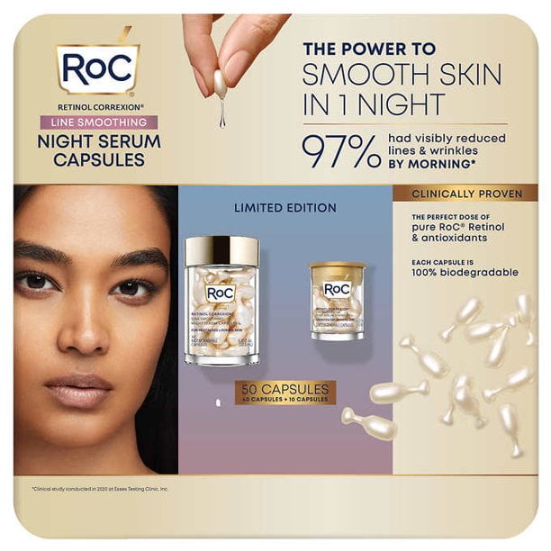 RoC Retinol Correxion Night Serum Capsules, 50 Count