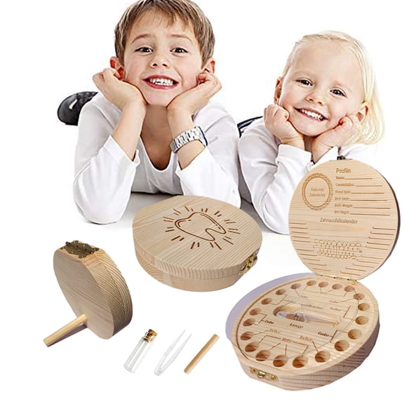 Baby Tooth Keepsake Box, Wooden Tooth Fairy Box, Kids Tooth Holder for Lost Teeth, Baby Keepsake Storage, Tooth Saver for Children, Perfect Newborn Birthday & Shower Gift