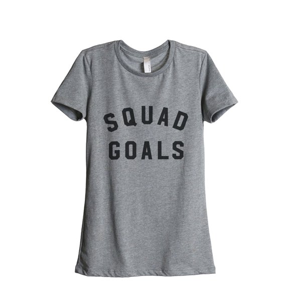 Thread Tank Squad Goals Women's Relaxed Crewneck T-Shirt Tee Heather Grey Small