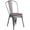 Gray, variant on Bowery Hill Metal Gray Dining Side Chair Stackable Textured Walnut Elm Wood Seat 33.5" Unassembled