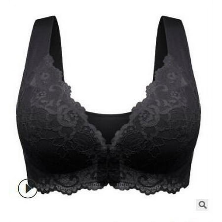 

dmqupv Womens Bras women Intimates Full Figure Plus Size Front-Closure Posture Back Bra Wirefree Lace Push Up Bras black XXL