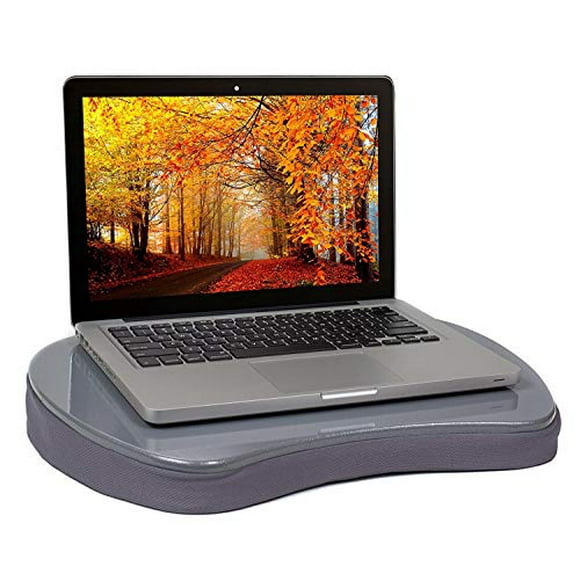 Sofia + Sam Mini Bureau de Genoux Table de Lit avec Mousse Mémoire - Argent - Télétravail - Plateau de Genoux pour Ordinateur Portable - Bureau Portable de Voyage - Idéal pour Lire Écrire Colorier sur Lit Canapé - Poignée