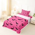 thumbnail image 5 of Homewish Girly Halloween Bat Twin Sheets,Moon Sun Print Bedding,Hot Pink Black,3 Pieces,1 Fitted Sheet and 1 Pillowcase, 5 of 6