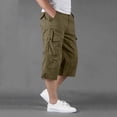 thumbnail image 2 of Twill Cargo Shorts for Men Multi Pockets Mens Long Shorts Below Knee Casual Hiking Summer Capri Pants Big and Tall Size M-5XL Yellow, 2 of 6