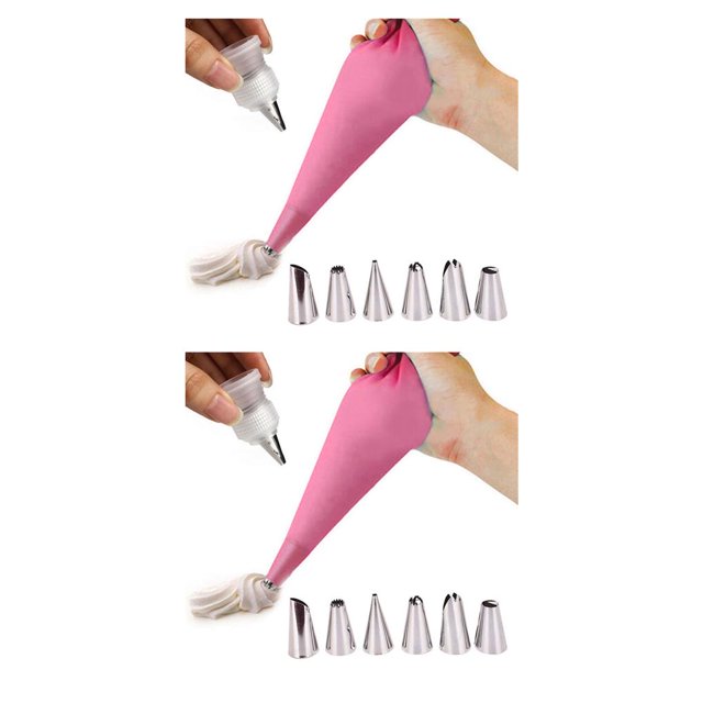 Ounissouiy Cake Decorating Tools with Icing Bag Making Restaurant Kit Equipment Nozzles Pastry Accessory Props Cream Confectionery rosa Set 1 2piezas