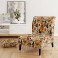 thumbnail image 2 of Designart "Fall Floral Cottage" Brown Flowers Upholstered Accent Chair - Cottage Arm Chair For Bedroom, 2 of 7