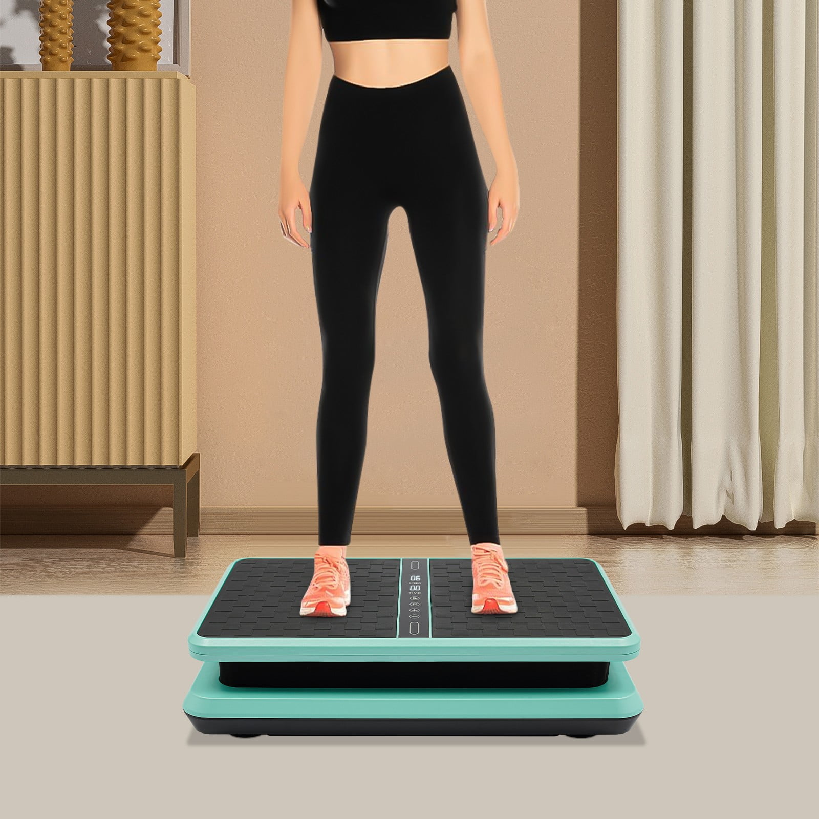ToppiJoy Vibration Plate Exercise Machine, Remote Whole Body Workout Vibration Platform Loop Bands for Weight Loss, Shaping Green
