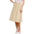 thumbnail image 4 of INSPIRE CHIC Women's A-Line Skirt High Waist Pleated Front 2026 Business Casual Work Flare Skirts S Khaki, 4 of 5
