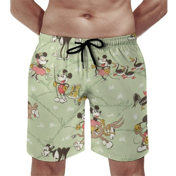 Cartoon Shorts Men's Beachwear Quick Dry Hawaii Swimwear Sports Running Board Shorts Bathing Suits Mesh Lining XS