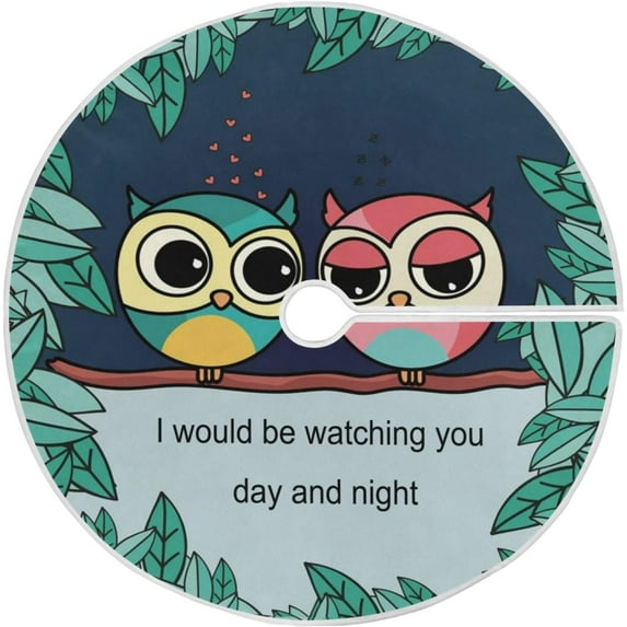 FMSHPON Owls Lover Xmas Christmas Tree Skirt Stand Mat for Holiday Party Decoration Indoor Outdoor 48 inches