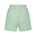 thumbnail image 4 of vigerkar Linen Bermuda Shorts for Women Drawstring High Waisted Casual Ruffle Shorts with Pocket (Light Green, M), 4 of 6