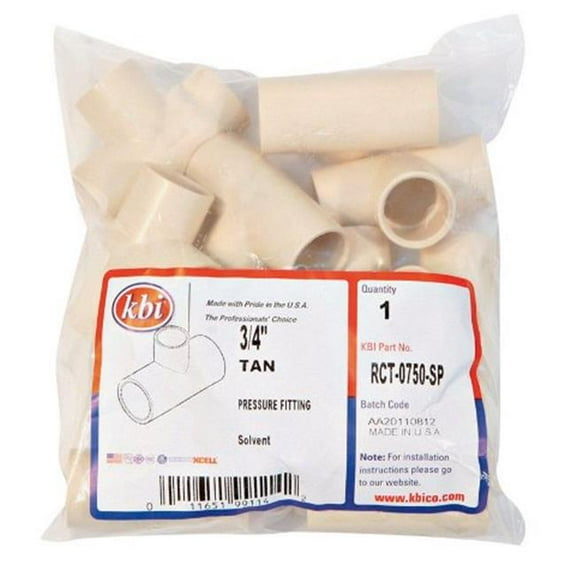 Kbi RCT-0750-SP CPVC Tee 0.75 in. Slip - Bag of 10