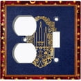 thumbnail image 4 of Metal Light Switch Plate Cover Elegant Gold Candle Frame Starry Moon Blue FRA035, 4 of 13