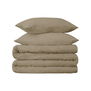HomeRoots Linen Twin Cotton Blend 650 Thread Count Washable Duvet Cover Set