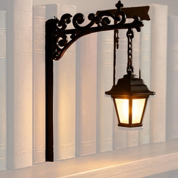 Library Lantern Bookshelf Light – Vintage LED Reading Nook Lamp for Desk Study Decor