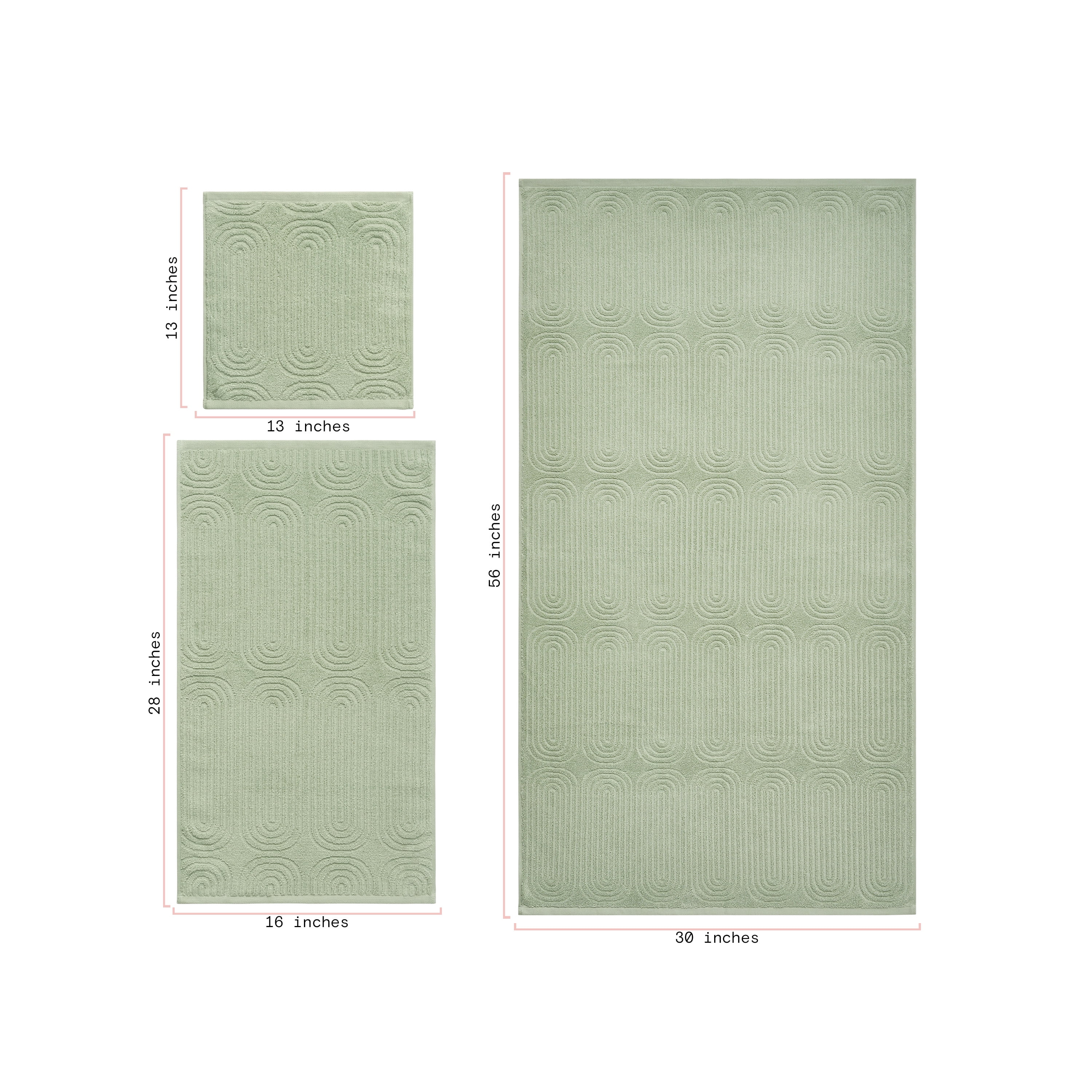 Beautiful by Drew Barrymore Textured Bath Towel, Soft 100% Cotton, Sage Green