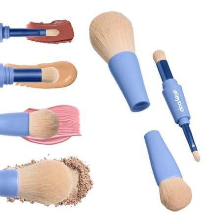 Alleyoop Overachiever 4-In-1 Makeup Brush - Powder Brush Multi-Use Small Blending Brush Precision Brush & Complexion Brush - Vegan & Travel-Friendly