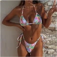 thumbnail image 2 of Traje de baño de bikini con cuello halter y estampado floral cómodo con almohadilla en el pecho para mujer con tirantes divididos OAVQHLG3B Store lin121212, 2 of 4